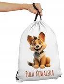 Plecaki worki - Worek Plecak na buty kapcie do przedszkola szkoły żłobka Pies Piesek Imię - miniaturka - grafika 1
