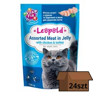 Mokra karma dla kotów - Leopold kurczak z indykiem w galaretce dla kotów 24x100g - miniaturka - grafika 1