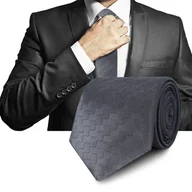 Krawaty i muchy męskie - Elegancki KRAWAT Męski Klasyczny GRAFITOWY Geometryczny M.54 Pako Jeans - miniaturka - grafika 1