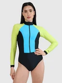 Stroje kąpielowe - 4F Kostium kąpielowy z długim rękawem damski 4FWSS25USWSF085-33S Niebieski Roz. L - miniaturka - grafika 1