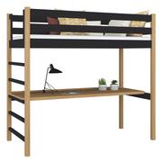 Łóżka - Drewniane łóżko na antresoli z biurkiem N01 czarno dębowy 100x200 - miniaturka - grafika 1