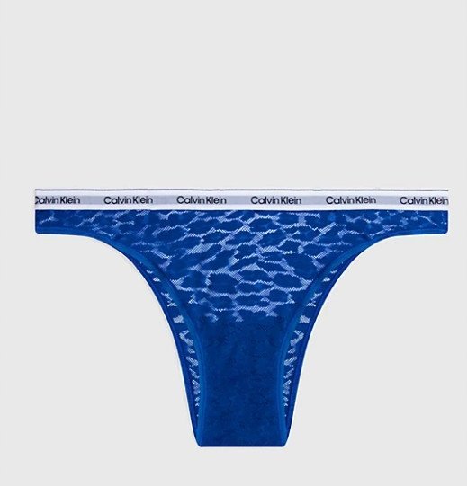 CALVIN KLEIN DAMSKIE MAJTKI BRAZYLIANY NIEBIESKIE KORONKOWE L 0Z5A4_B* TIA