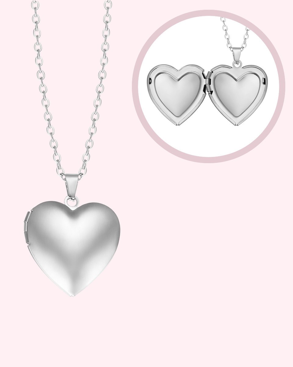 Naszyjnik damski z grawerem SREBRNY SEKRETNIK serduszko puzderko STAL 316L