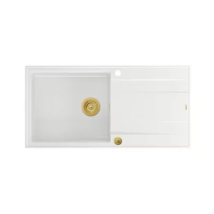 QUADRON Zlewozmywak EVAN 146 XL biały, elementy złote, k.pneum. HCQE10050U1_PVDG1_P20 Z - Zlewozmywaki - miniaturka - grafika 1