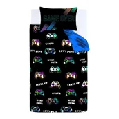 Pościel dla dzieci - Czarna pościel dziecięca dwuosobowa 200x200 cm Game Over – Catherine Lansfield - miniaturka - grafika 1