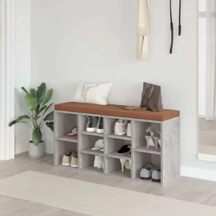 vidaXL Ławka na buty betonowa szara 103x30x48 cm Materiał drewnopochodny - Ławka na buty - Ławki na buty - Ławka z miejscem do przechowywania - Stojak na buty - Szafki na buty - miniaturka - grafika 1