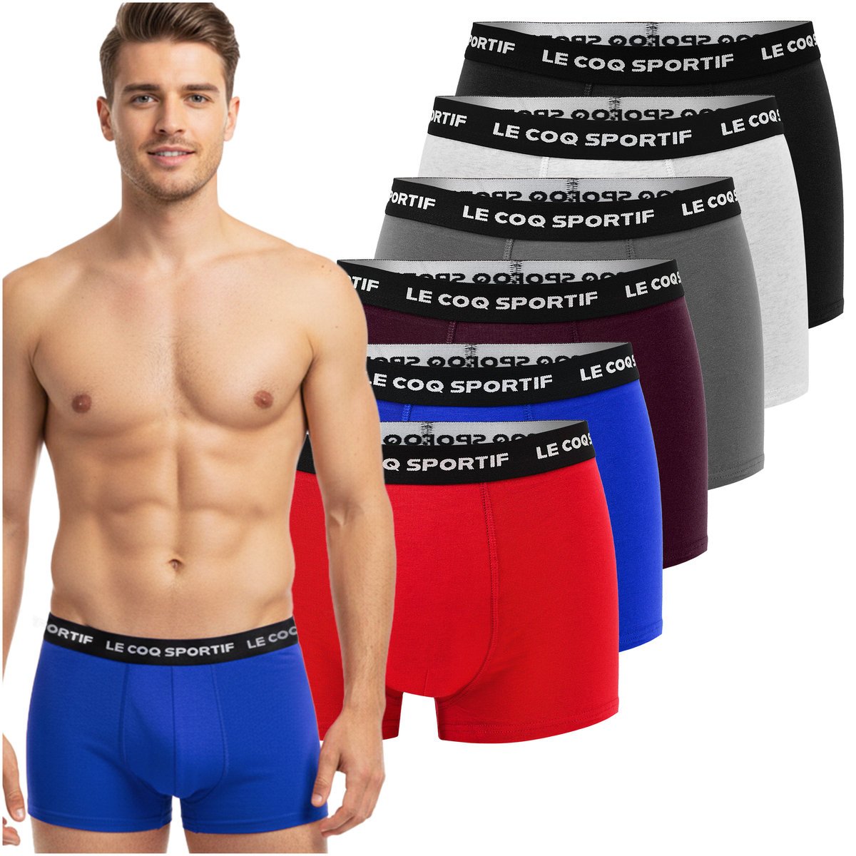 LE COQ SPORTIF Bokserki Męskie 6 Sztuk Komplet Bawełna Kolor Mix M