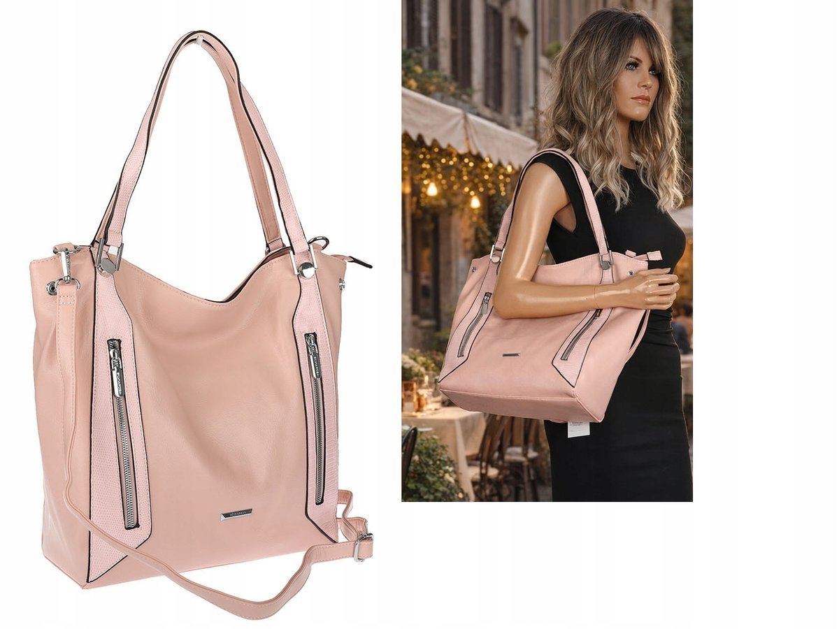 Torebka Damska Listonoszka Worek Shopper Torba na Ramię SR8257 Różowa