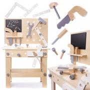 Mały majsterkowicz - Warsztat z narzędziami drewniany na stoliku zestaw majsterkowicza KX6281 - miniaturka - grafika 1