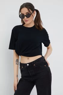 Koszulki i topy damskie - Superdry t-shirt bawełniany kolor czarny gładki - grafika 1