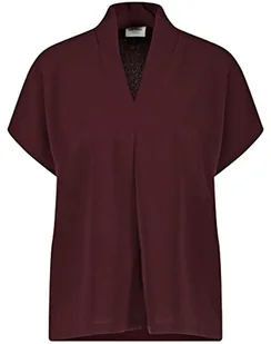 Gerry Weber Damska koszulka z kołnierzem szalowym, krótki rękaw, przecięcie na ramionach, t-shirt z rękawami 1/2, jednokolorowa, sepia, 38 - Koszulki i topy damskie - miniaturka - grafika 1