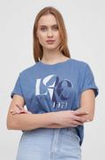 Koszulki sportowe damskie - Pepe Jeans t-shirt bawełniany damski kolor niebieski - miniaturka - grafika 1