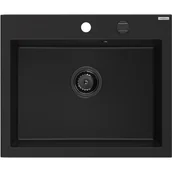 Zlewozmywaki - Mexen Elix zlewozmywak granitowy 1-komorowy 600 x 500 mm, czarny, syfon czarny - 6525601005-77-B - miniaturka - grafika 1