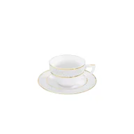 Filiżanki - Filiżanka 90 ml i spodek do espresso zestaw porcelanowy ze złotym rantem - miniaturka - grafika 1
