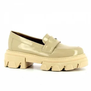 Beżowe lakierowane mokasyny damskie CARINII - Carinii - Mokasyny damskie - miniaturka - grafika 1