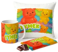 Czekolada - Zestaw Kubek Poduszka Czekolada z Imieniem Żelki Misie Prezent Dla Dziecka - miniaturka - grafika 1