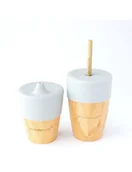 Kubki dla dzieci - Eco rascals Kubek bambusowy z silikonową nakładką 240ml szary - miniaturka - grafika 1