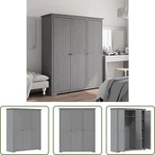 Szafy - The Living Store Szafa BODO Grey 146x53,5x173 cm lite drewno sosnowe - miniaturka - grafika 1