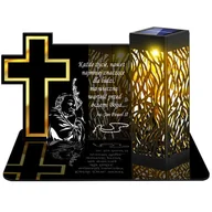 Lampiony i znicze - ZNICZ SOLARNY LED WIECZNY PODSTAWKA NA CMENTARZ GRÓB lampka Krzyż 3D - miniaturka - grafika 1