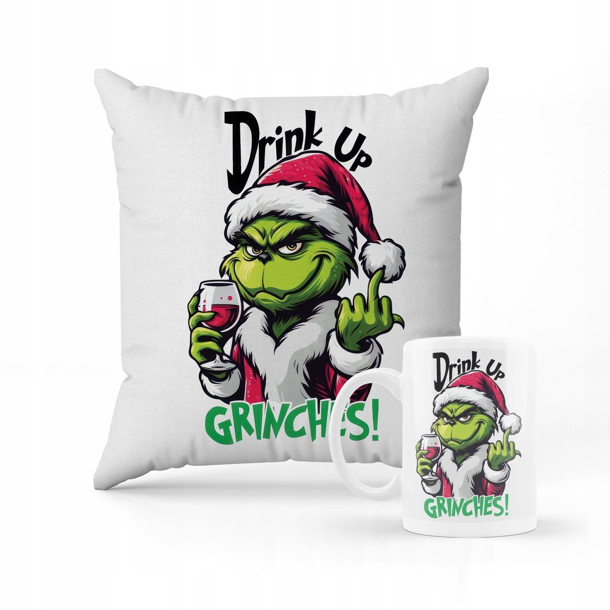 ZESTAW PODUSZKA + KUBEK Grinch + IMIĘ