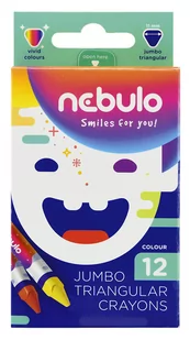 Kredki świecowe trójkątne Jumbo 12 kolorów NEBULO - Przybory szkolne - miniaturka - grafika 1
