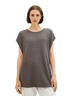 Koszulki i topy damskie - TOM TAILOR Damska koszulka top z rozcięciami, 32251-Dark Mineral Grey, S - miniaturka - grafika 1