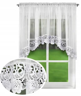 FIRANA GOTOWA WOAL ZAZDROSTKA FIRANKA z GIPIURA do KUCHNI 200x100 cm - Firany - miniaturka - grafika 1