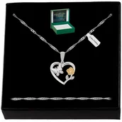 Biżuteria dla dzieci - SREBRNY NASZYJNIK SERCE Z RÓŻĄ PR. 925 NA PREZENT DLA CÓRKI, WNUCZKI, NIEJ - miniaturka - grafika 1