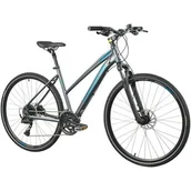 Rowery - Rower crossowy INDIANA X-Cross 5.0 D21 28 cali damski Ciemnoszary - miniaturka - grafika 1