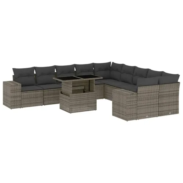 Zestaw wypoczynkowy rattan PE, szary, 62x62x69 cm, poduszki - 75x55x3 cm