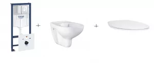 GROHE 38827000+39427000+39492000 Rapid SL 5w1 - stelaż + wsporniki + FRESH + mata + przycisk CHROM + Miska + Deska standardowa - Miski WC - miniaturka - grafika 1