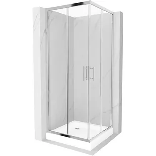 Mexen Rio kabina prysznicowa kwadratowa 80x80 cm, transparent, chrom + brodzik Rio, biały - Kabiny prysznicowe - miniaturka - grafika 1