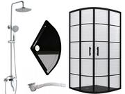 Kabiny prysznicowe - Kabina prysznicowa BLACK LOFT czarna w szprosy 90 z deszczownicą - miniaturka - grafika 1