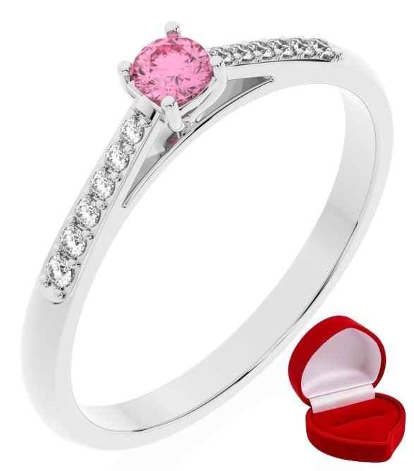 ZŁOTY PIERŚCIONEK ZARĘCZYNOWY 585 14k SZAFIR 0,09 ct BIAŁE ZŁOTO R30