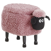 Krzesła - Beliani Pufa zwierzak ze schowkiem różowa SHEEP - miniaturka - grafika 1