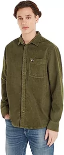 Tommy Jeans Męska koszula sztruksowa TJM RLX Casual, Ciemnozielony oliwkowy, XL - Koszule męskie - miniaturka - grafika 1