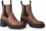 Botki damskie - Chattawak Botki Na Obcasie Wsuwane Brązowe Damskie 36 J1A - miniaturka - grafika 1