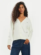 Swetry damskie - Guess Jeans Kardigan W4BR16 Z3HO2 Écru Regular Fit - miniaturka - grafika 1