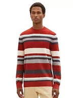Paski - TOM TAILOR męski dzianinowy sweter w paski wykonany z bawełny, 32766-czerwona dzianinowa multi-pasek, S - miniaturka - grafika 1