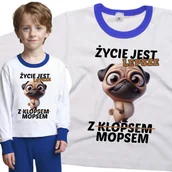 Piżamy dla dziewczynek - Piżama dziecięca Życie Jest Lepsze Z Klopsem Mopsem Pies Mops Pug 110/116 - VoloDonum - miniaturka - grafika 1