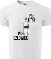 Piżamy damskie - Piżama Męska Biała + Szare Spodenki PÓŁ CZŁOWIEK PÓŁ LITRA Wzory - XXL - miniaturka - grafika 1