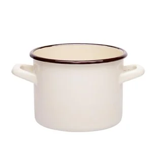 Garnek emaliowany prosty gładki kremowy 14 cm 1,75 l RO - Garnki - miniaturka - grafika 1