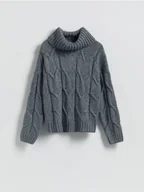 Swetry damskie - Reserved - Golf z domieszką wełny - szary - miniaturka - grafika 1