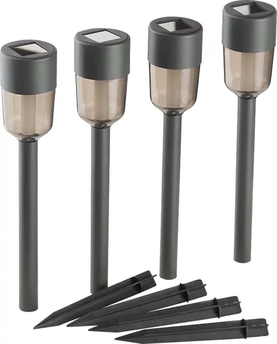 Lampki ogrodowe solarne punktowe 22 cm 4 szt szare