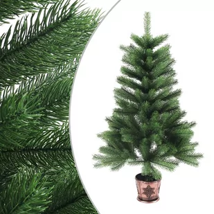 vidaXL Sztuczna choinka z donicą, 90 cm, zielona - Choinki - miniaturka - grafika 1