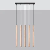 Lampy sufitowe - Pastelo lampa wisząca 5xG9 czarna/drewno SL.1269 - miniaturka - grafika 1