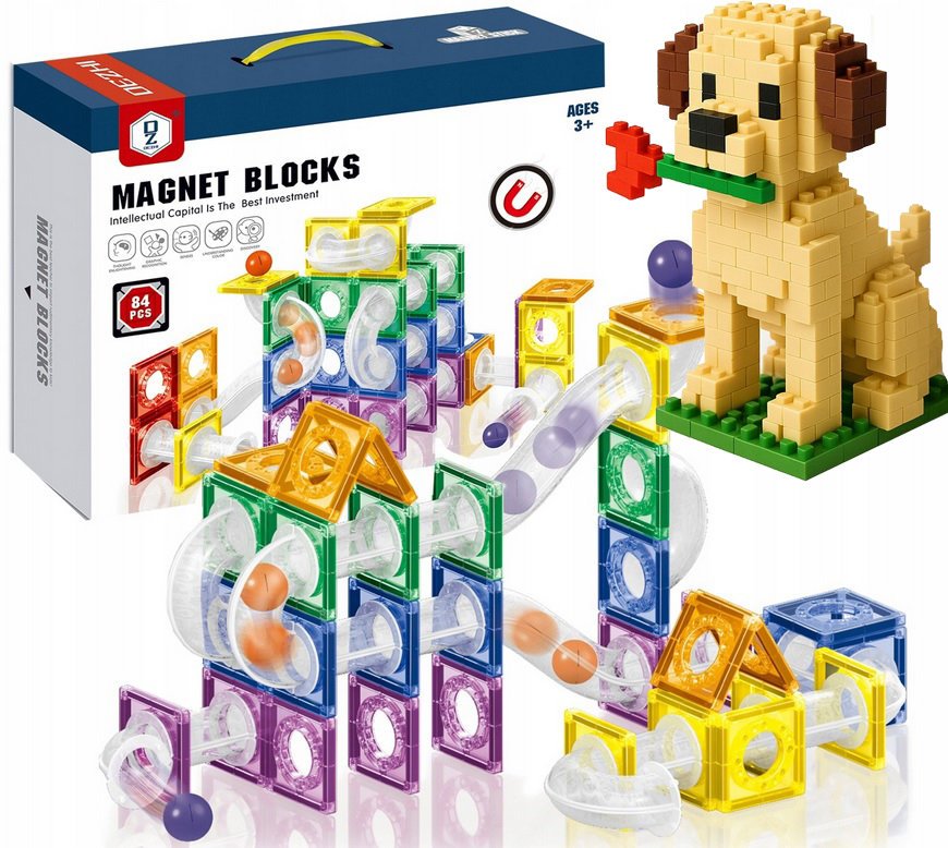 KLOCKI MAGNETYCZNE TOR KULKOWY KONSTRUKCYJNE KULODROM ZESTAW 3D 113A +GR