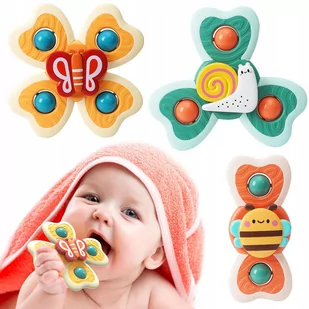 3X Fidget spinner ZABAWKA DO KĄPIELI sensoryczna z przyssawką GRZECHOTKA B001 - Zabawki do kąpieli - miniaturka - grafika 1
