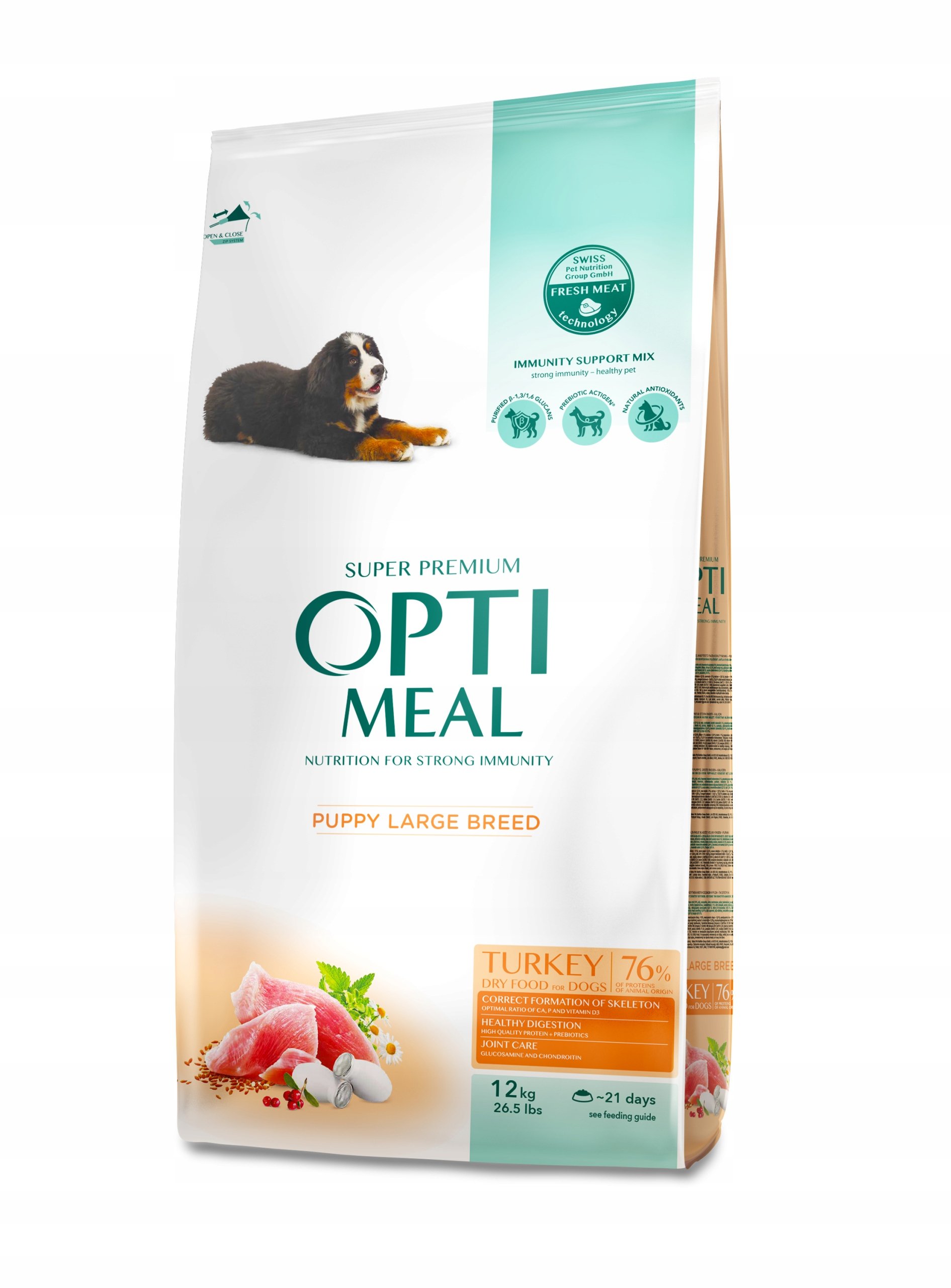 Opti Meal Puppy Large Breed Sucha Karma Dla Szczeniąt Dużych Ras Indykiem 12Kg