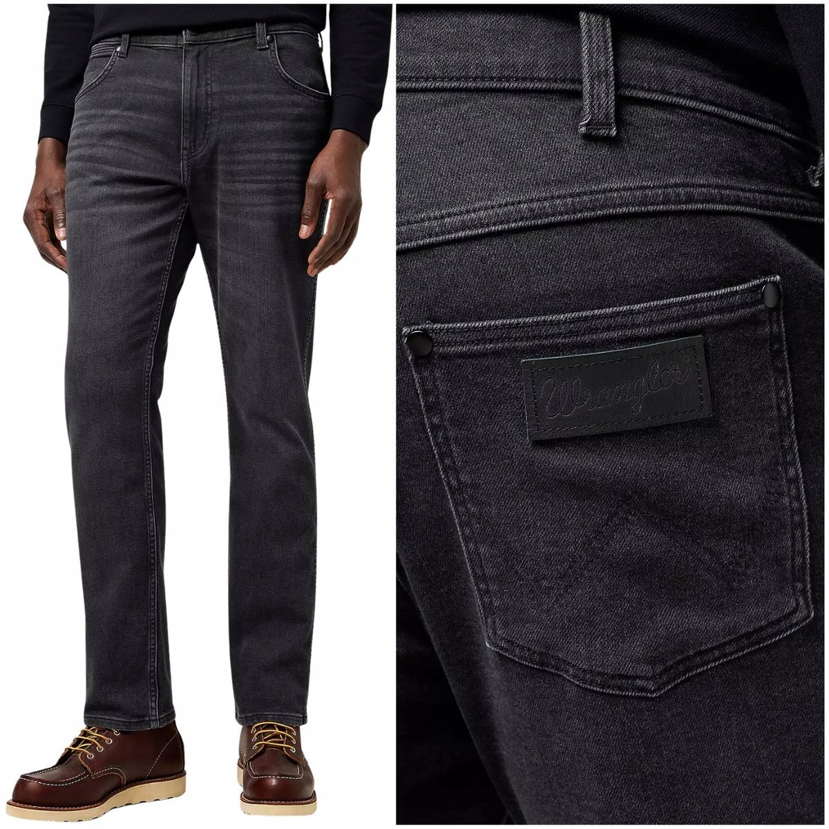 Wrangler GREENSBORO Ashley BRUSHED szare proste spodnie jeansowe W32 L32